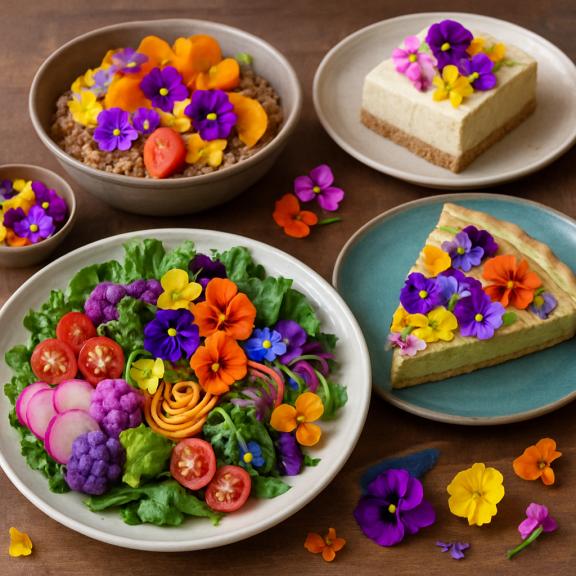 image Plats végétariens colorés avec des fleurs comestibles : élevez votre créativité culinaire